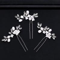 Bridal Hair Pins, Tibetan Style, with Crystal & Acrylic, silver color plated, for bridal & faceted, lead & cadmium free, 80x70mm, Sold By PC
