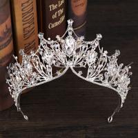 Bridal Tiaras, Tibetan Style, with ABS Plastic Pearl & Crystal, silver color plated, for bridal & faceted, lead & cadmium free, 340x80mm, Sold By PC