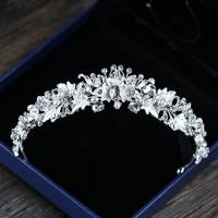 Bridal Tiaras, Tibetan Style, with ABS Plastic Pearl & Crystal, silver color plated, for bridal & faceted & with rhinestone, lead & cadmium free, 330x40mm, Sold By PC