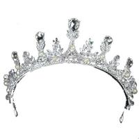 Bridal Tiaras Zinc Alloy with ABS Plastic Pearl & Crystal silver color plated for bridal & faceted & with rhinestone lead & cadmium free Sold By PC