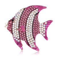 Zinc Alloy Brooches Fish gold color plated for woman & with rhinestone lead & cadmium free Sold By PC