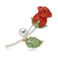 Zinc Alloy Brooch with ABS Plastic Pearl Rose gold color plated for woman & with rhinestone lead & cadmium free Sold By PC