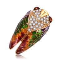 Zinc Alloy Brooches Cicada gold color plated for woman & enamel & with rhinestone lead & cadmium free Sold By PC