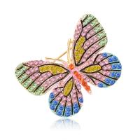 Zinklegierung Broschen, Schmetterling, goldfarben plattiert, für Frau & mit Strass, frei von Blei & Kadmium, 47x33mm, verkauft von PC