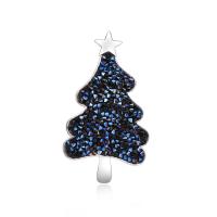 Zinc Alloy Brooch Christmas Tree platinum color plated Christmas jewelry & for woman & with rhinestone lead & cadmium free Sold By PC