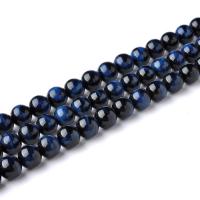 Tiger Eye Beads, Hawk-eye Stone, Runde, forskellig størrelse for valg, blå, Grade AAA, Hole:Ca. 1mm, Solgt Per Ca. 15.7 inch Strand