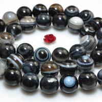 Natürliche Streifen Achat Perlen, rund, verschiedene Größen vorhanden, Bohrung:ca. 1mm, verkauft per ca. 14.6 ZollInch Strang