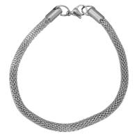 Rustfrit stål smykker Armbånd, Stainless Steel, Unisex & mesh kæde, oprindelige farve, 4mm, Solgt Per Ca. 8.5 inch Strand