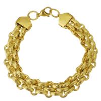 Bijoux bracelet en acier inoxydable, Placage de couleur d'or, unisexe, 11x3mm, 7.5x13.5mm, Vendu par Environ 9 pouce brin