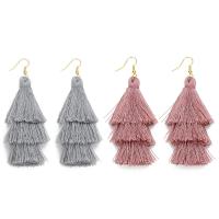 Polyester Tassel Earring iron earring hook for woman 70mm Sold By Pair