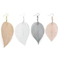 Brass Drop Earring, Leaf, plated, for woman, more colors for choice, nickel, lead & cadmium free, 40-60mm, Sold By Pair