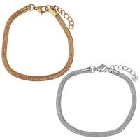 Bijoux bracelet en acier inoxydable, avec 2Inch chaînes de rallonge, Placage, chaîne de maille & pour femme, plus de couleurs à choisir, 4mm, Longueur:Environ 7 pouce, 10Strandstoron/lot, Vendu par lot
