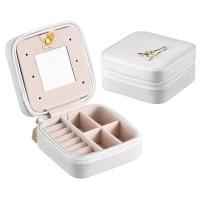 Multifunctional Jewelry Box PU Leather with Velveteen & Glass Square Sold By PC