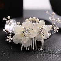 Bridal Decorative Hair Comb, Tibetan Style, with ABS Plastic Pearl & Etamine & Crystal, plated, for bridal & faceted & with rhinestone, more colors for choice, lead & cadmium free, 80x85mm, Sold By PC