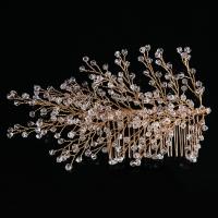 Bridal Decorative Hair Comb Zinc Alloy with Crystal gold color plated for bridal & faceted lead & cadmium free Sold By PC