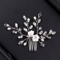Bridal Decorative Hair Comb, Tibetan Style, with ABS Plastic Pearl & Crystal & Acrylic, silver color plated, for bridal & faceted & with rhinestone, lead & cadmium free, 80x120mm, Sold By PC