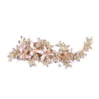 Braut Haar Blumen, Zinklegierung, mit ABS-Kunststoff-Perlen & Acryl, goldfarben plattiert, für Braut & mit Strass, frei von Blei & Kadmium, 70x170mm, verkauft von PC