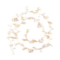 Zinklegierung Schweißband, mit ABS-Kunststoff-Perlen, goldfarben plattiert, für Braut, frei von Blei & Kadmium, 20x100mm, verkauft von PC