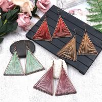 Tibetan Style Drop Earring, with Cotton Thread, Triangle, antique copper color plated, for woman, more colors for choice, nickel, lead & cadmium free, 50x87mm, Sold By Pair