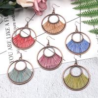Tibetan Style Drop Earring, with Cotton Thread, Donut, antique copper color plated, for woman, more colors for choice, nickel, lead & cadmium free, 55x75mm, Sold By Pair