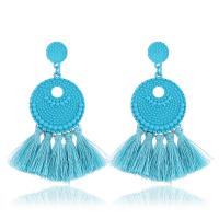 Zinc Alloy Tassel Earring with Nylon Cord stainless steel post pin painted for woman lead & cadmium free Sold By Pair