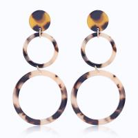 Boucle d'oreille bijoux acrylique, acier inoxydable puce boucle d'oreille, beignet, pour femme, 38x80mm, Vendu par paire