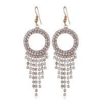 Brass Tassel Earring Round plated for woman & with rhinestone nickel lead & cadmium free Sold By Pair