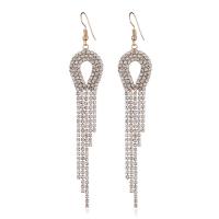 Brass Tassel Earring plated for woman & with rhinestone nickel lead & cadmium free Sold By Pair