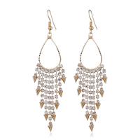 Brass Tassel Earring, Teardrop, plated, for woman & with rhinestone, more colors for choice, nickel, lead & cadmium free, 25x93mm, Sold By Pair