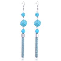 Turquoise Tassel Earring with iron chain painted for woman Sold By Pair