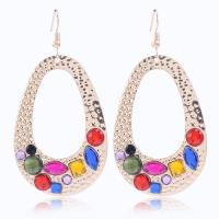 Zinc Alloy Drop Earring with Resin stainless steel earring hook Round gold color plated for woman & with rhinestone lead & cadmium free Sold By Pair