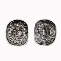 Tibetan Style Clip Earring, antique silver color plated, for woman & with rhinestone, nickel, lead & cadmium free, 15x20mm, 10Pairs/Lot, Sold By Lot