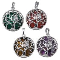 Brass Pendant with Gemstone Tree silver color plated Approx Sold By PC