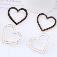 Brass Stud Earring Heart real gold plated for woman & enamel nickel lead & cadmium free Sold By Pair