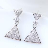 Cubic Zirconia Micro Pave Brass Earring Triangle platinum plated micro pave cubic zirconia & for woman nickel lead & cadmium free Sold By Pair