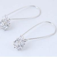 Brass Drop Earring, platinum plated, for woman & with cubic zirconia, nickel, lead & cadmium free, 40x8mm, Sold By Pair