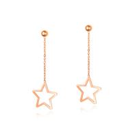 Titanium Steel  Earring  Star rose gold color plated for woman 20mm Sold By Pair