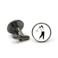 Cufflinks Zinc Alloy with Glass Flat Round plated time gem jewelry & Unisex & decal lead & cadmium free Sold By Pair