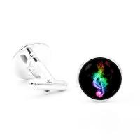Zinc Alloy Cufflinks with Glass Flat Round plated time gem jewelry & Unisex & decal lead & cadmium free Sold By Pair