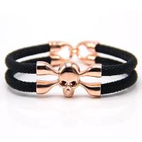 PU Leather Bracelet, with Tibetan Style, Skull, plated, Double Layer & punk style & Unisex & different designs for choice, nickel, lead & cadmium free, Sold Per Approx 7.5 Inch Strand