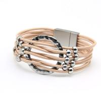 PU Leather Bracelet with Zinc Alloy silver color plated multilayer & punk style & Unisex nickel lead & cadmium free Sold Per Approx 7.5 Inch Strand
