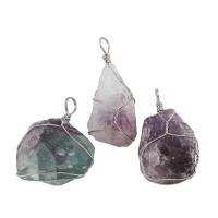 Colorful Fluorite Pendant, with brass bail, 16x60x15mm, Hole:Approx 5mm, Sold By PC
