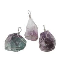 Fluorite colorée Pendentif, avec laiton caution, 16x60x15mm, Trou:Environ 5mm, Vendu par PC