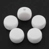 Perles acrylique de couleur unie, Plat rond, couleur solide, blanc, 7x3mm, Trou:Environ 1mm, Environ 3500PC/sac, Vendu par sac