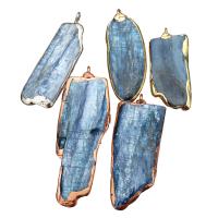 Kyanite Pendant, with Brass, plated, mixed, 17-22x40-60x5mm, Hole:Approx 2.5mm, 5PCs/Bag, Sold By Bag