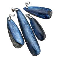Kyanite Pendant, with Brass, silver color plated, mixed, 13-15x44-79x5-6mm, Hole:Approx 3x4mm, 5PCs/Lot, Sold By Lot