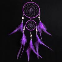 Fashion Dream Catcher, Feather, with Satin Ribbon & Plastic Pearl, purple, 500mm, Sold By PC