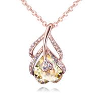 Brass Necklace, with Austrian Crystal, Heart, rose gold color plated, oval chain & for woman & faceted & with rhinestone, more colors for choice, lead & cadmium free, 13x22mm, Sold Per Approx 17.7 Inch Strand