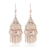 Tibetan Style Tassel Earring, iron earring hook, gold color plated, for woman, lead & cadmium free, 20x65mm, Sold By Pair
