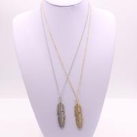 Brass Necklace, with 50m extender chain, Feather, plated, round link chain & for woman, more colors for choice, nickel, lead & cadmium free, Sold Per Approx 21.6 Inch Strand